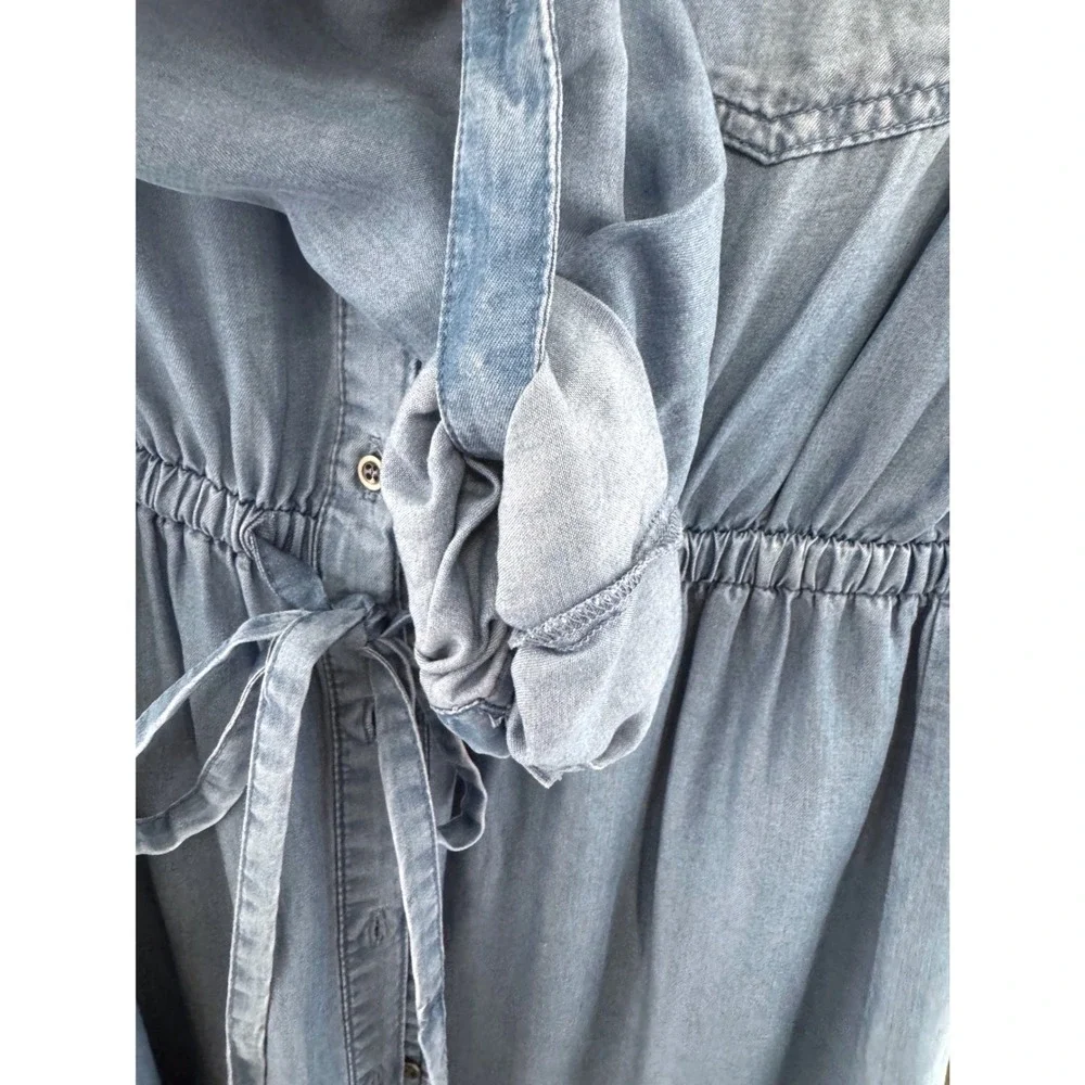 NWT 100% Tencel Love Tree Denim Shirt Dress Medium Light Blue Cowgirl Chic